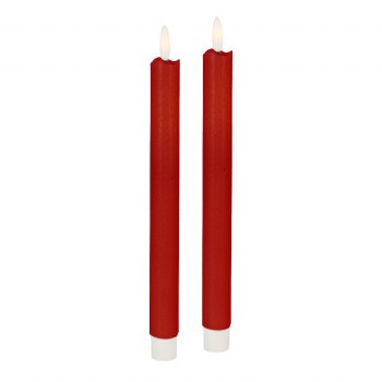 Tara Lane Candle Taper LED Set Red 3D Flame 25cm