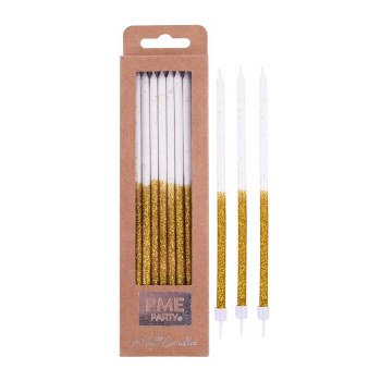 Candles Gold Glitter 16pk