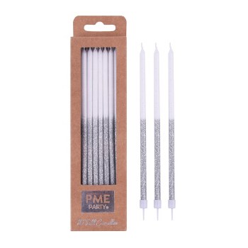 Candles Silver Glitter 16pk