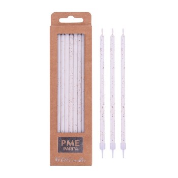 Candles White Gold Glitter Tall