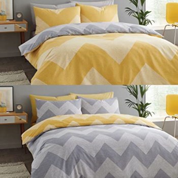 Chevron Geo Grey/Ochre Double Duvet Twin Pack