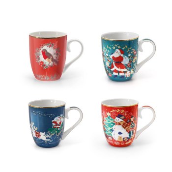 Tipperary Crystal Christmas Mugs Set of 4