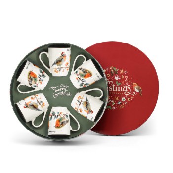 Tipperary Crystal Christmas Robin Mugs Set of 6