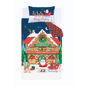 Christmas Santa Navy Double Duvet