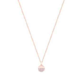 Tipperary Crystal Circle Pave Rose Gold Half Pave Pendant