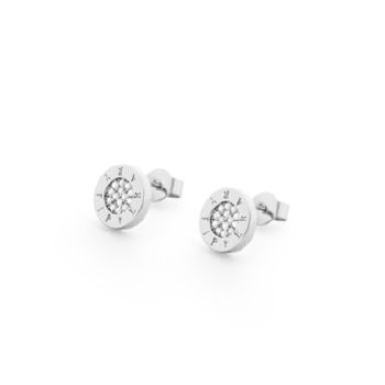 Tipperary Crystal Circle Pave Silver Stud Earrings