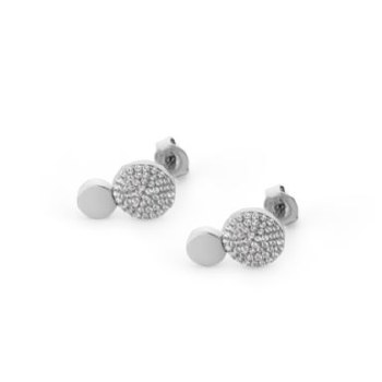 Tipperary Crystal Circle Pave Silver 2 Circle Earrings