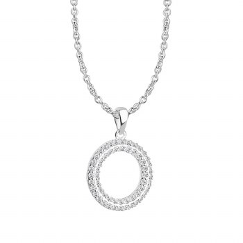 Newbridge Silverware Circle Pendant Clear Stone