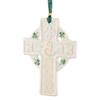 Belleek Claddagh Blessing Cross Ornament