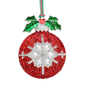 Newbridge Silverware Clear &amp; Red Stone Bauble Chris Decoration