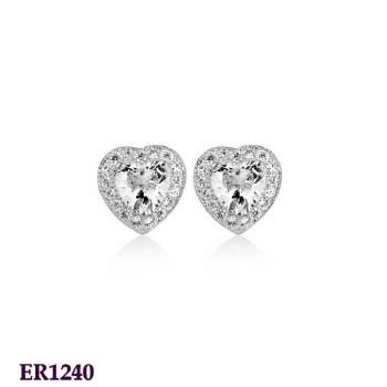 Newbridge Silverware Clear Stone Heart Earrings