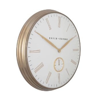 Clock Baker &amp; Brown White &amp; Brass 72cm