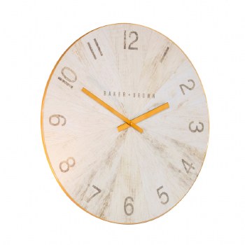 Clock Baker &amp; Brass White Oak &amp; Gold 76cm