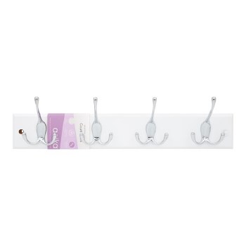 Coat Rack White 4 Hooks