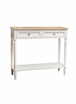 Grange Living Console Table Ivory &amp; Oak