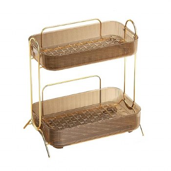 Tara Lane Cosmetics Organiser 2 Shelf Gold