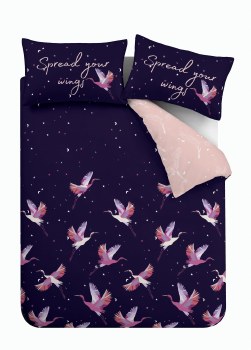 Cosmic Cranes Navy King Size Duvet Set