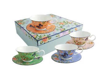 Aynsley Cottage Grden 4 Cups &amp; Saucers