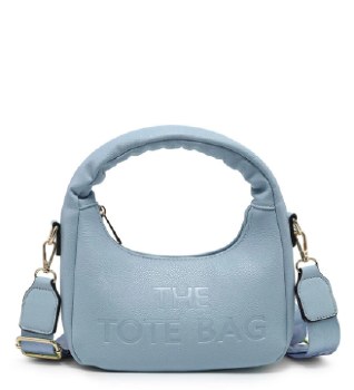 Crossbody Tote Bag Blue Embossed