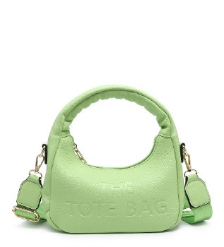 Crossbody Tote Bag Green Embossed