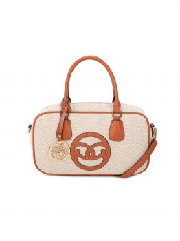 GIONNI HANDBAG CRYSTAL MEDIUM BOWLING BAG TAN