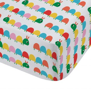 Curious Caterpillar Bright Double Bed Fitted Sheet