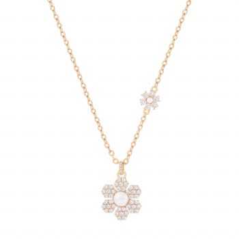 Tipperary Crystal Daisy - Cz &amp; Pearl Pendant GD
