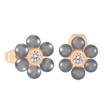 Tipperary Crystal Daisy - Grey Pearl Earring GD