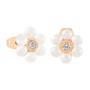 Tipperary Crystal Daisy - Pearl Earring GD