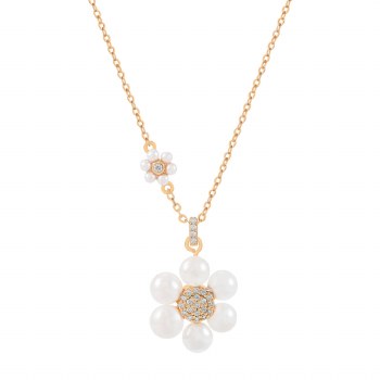 Tipperary Crystal Daisy - Pearl Pendant Gold