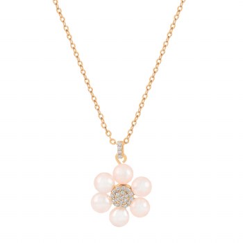 Tipperary Crystal Daisy - Pink Pearl Pendant GD
