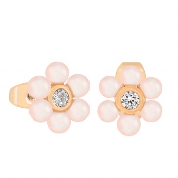 Tipperary Crystal Daisy - Pink Pearl Stud Earrin