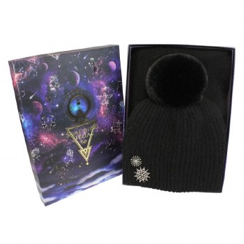 Diamante Knit Hat &amp; Scarf Black