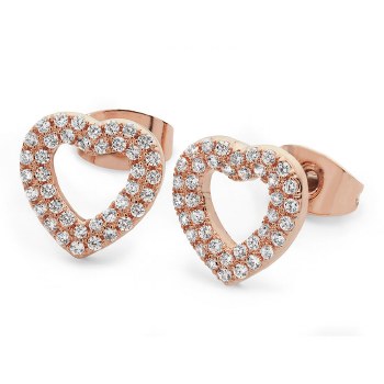 Tipperary Crystal Double Pave Heart Earring Rose Gold