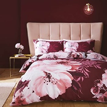 Dramatic Floral King Duvet Claret