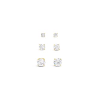 Absolute Jewellery Earring Gold Triple Stud E2306GL
