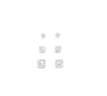 Absolute Jewellery Earring Silver Triple Stud E2306SL