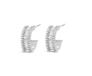 Absolute Jewellery Earring Silver Hoop CZ E2300SL