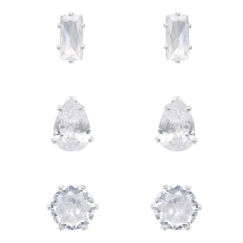 Indulgence Earrings Silver Crystal Trio ITE0533