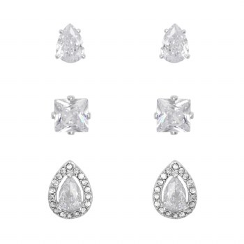 Indulgence Earrings Silver Crystal Trio ITE0542