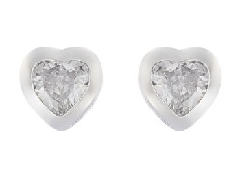 Indulgence Earrings CZ Crystal Heart Rhodium
