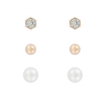 Indulgence Earrings Gold Crystal Stud Pearl Trio