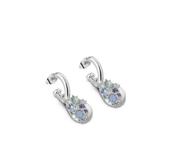 Newbridge Silverware Earrings Drop Blue &amp; Clear