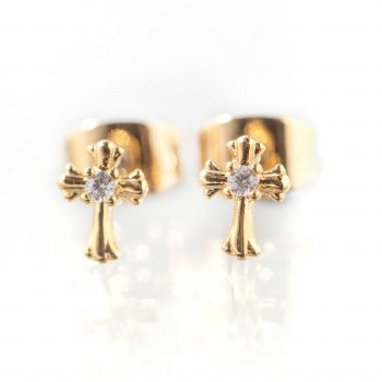 Newbridge Silverware Earrings Gold Cross w/CZ