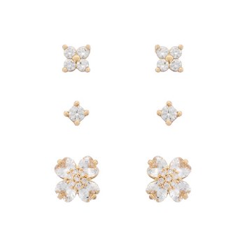 Indulgence Earrings Gold CZ Crystal Flowe