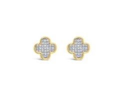 Absolute Jewellery Earrings Gold Fleur Stud CZ E2275GL