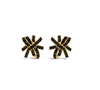 Absolute Jewellery Earrings Gold Bow Black E2283JT