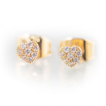 Newbridge Silverware Earrings Heart Gold w/CZ