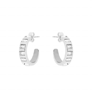 Earrings Hoop Silver Art Deco