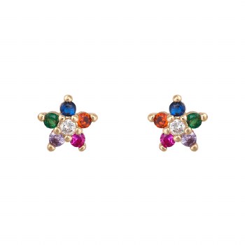 Indulgence Earrings Gold Multi Crystal Flower